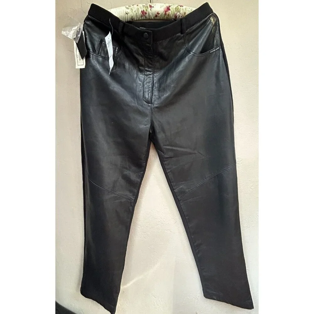 Vintage Mitchie's Matching High Rise Suede Patchwork Straight Leg Pants XL Brown - Picture 9 of 9